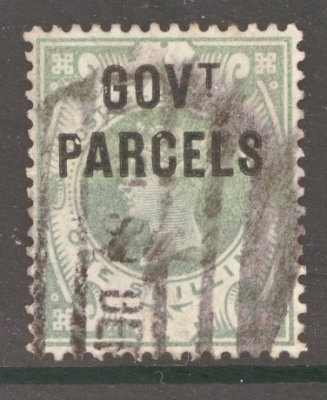 1887 Govt Parcels 1/- Green SG 068  A Good Used example.  Cat £275