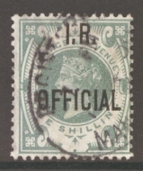 1887 I.R. Official 1/- Green SG 015  A fine used example with Good colour. Cat £375