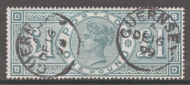 1887 £1 Green lettered B.D  SG 212  A  Very Fine Used Well centred example cancelled by 2 Guernsey CDS