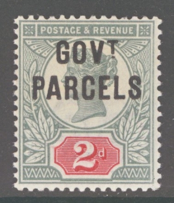 1891 Govt Parcels 2d Grey Green and Carmine SG 070. A Superb Fresh U/M example