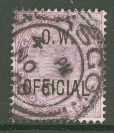 1896 O.W. Official 1d Lilac SG 033. A Good Used example. Cat £150