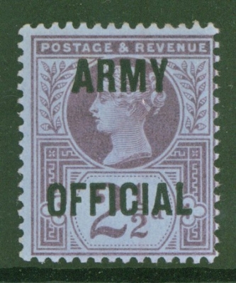 1896 Army Official 2½d Purple on Blue SG O44  A  Fresh Lightly M/M example