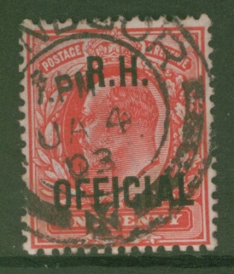 1902 Royal Household 1d Scarlet SG O92  A Fine Used example cancelled by a Double Ring CDS. Looks like Windsor CDS