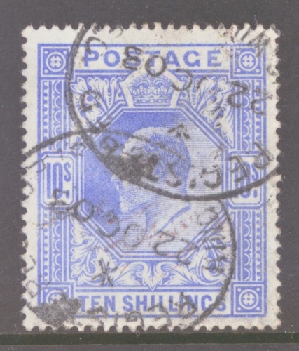 1902 10/- Ultramarine SG 265. A Fine Used example. Cat £500