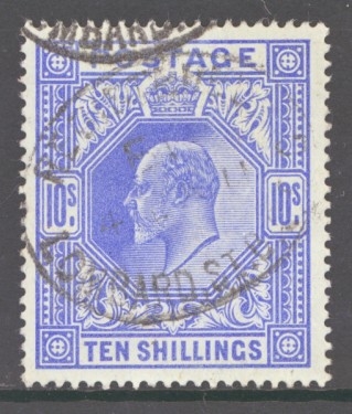 1902 10/- Ultramarine SG 265 A Very Fine Used example