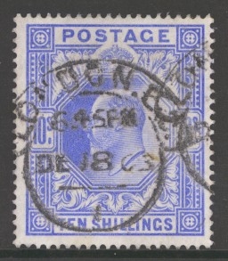 1902 10/- Ultramarine SG 265 A Very Fine Used example
