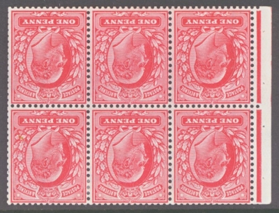 1902 1d Scarlet Booklet Pane of 6 with Inverted Watermark SG 219aw  A Fresh lightly M/M example. Cat £250