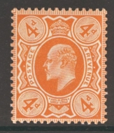 1902  4d Brown Orange SG 239  A superb fresh U/M well centred example with RPS cert