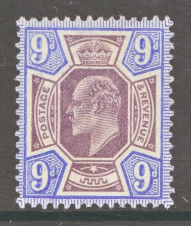 1902 9d Dull Purple + Ultramarine SG 250  A Superb Fresh U/M example