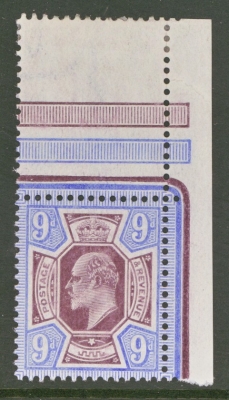 1902 9d Slate Purple + Pale Ultramarine (C)  SG 251a  (Spec M40 2) A Superb Fresh U/M Marginal example. Hinge in Margin