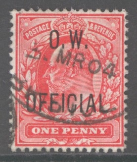 1902 1d Scarlet OW Official SG 037 A Very Fine Used example.