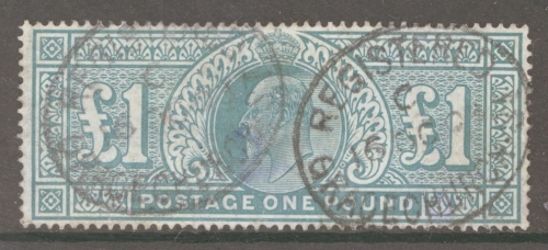 1902 £1 Dull Blue Green SG 266   A Good to Fine Used example.