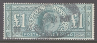 1902 £1 Dull Blue Green SG 266  A Good - Fine Used well centred example