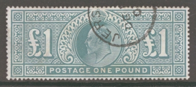 1902 £1 Dull Blue Green SG 266  A Superb Used example. A difficult stamp as such