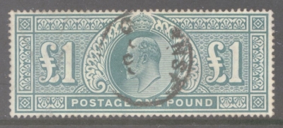 1902 £1 Dull Blue Green SG 266  A Very Fine Used well centred example. Cat £850