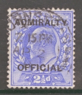 1903 Admiralty Official 2½d Ultramarine SG O105  A Fine Used example 