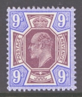 1911 9d Deep Dull Reddish Purple + Deep Bright Blue SG 306a  A Superb Fresh U/M example