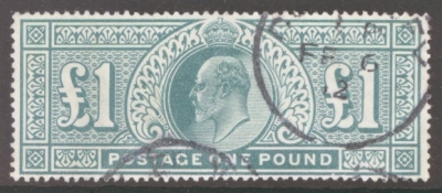 1902 £1 Dull Blue Green SG 266  A Very Fine Used well centred example. 