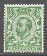 1912 ½d Yellow Green variety No Cross on Crown SG 340a  A Fresh U/M example