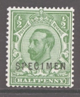 1912 ½d Green  SG 335s  Overprinted Specimen Type 22. A fresh U/M example