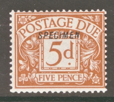 1914 Postage Due 5d Brown Overprinted Specimen SG D7s  A Fresh Lightly MM example