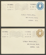 1915 - 16 Edgar Weston Covers each with postal stationary cut-out A complete set ½d - 1/- on 10 covers with Stockwell Machine cancels