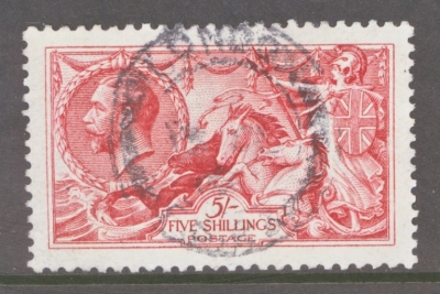 1915 5/- Bright Carmine SG 409 A Very Fine Used Well Centred example. Cat £400+