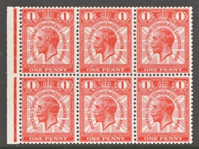 1929 1d PUC Booklet pane of 6 SG 435b  A Fresh Lightly M/M example with Full perfs. Cat £225