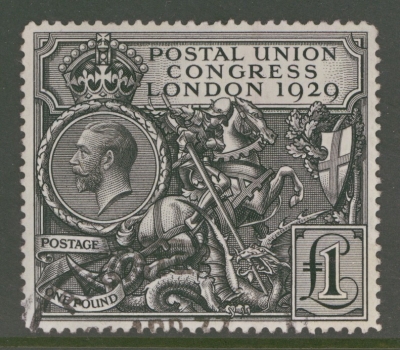 1929 £1 PUC SG 438  A Very Fine Used well centred example cancelled by a Registered cancel