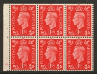 1937 1d Scarlet Booklet Pane with F5 Cyl