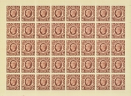 1939 £1 Brown SG 478c A Fresh Unmounted Mint Sheet of 40