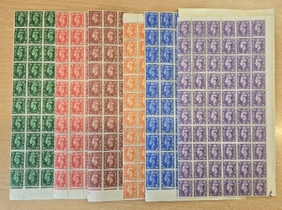 1941 ½d - 3d Light Colours Set in  Complete Sheets of 240 sets. Superb Fresh U/M