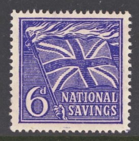 1946 6d Blue National Saving Union Jack Stamp. Issue 13