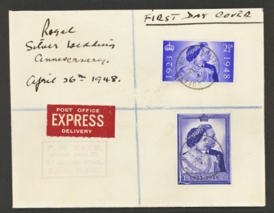 1948 Silver Wedding set on a plain first day cover with a Bristol CDS