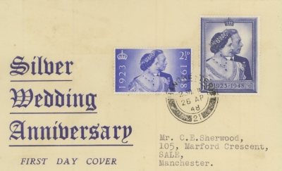 1948 Wedding set on illustrated First Day Cover cancelled by Manchester CDS