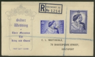 1948 Wedding set on illustrated First Day Cover cancelled by Southport CDS