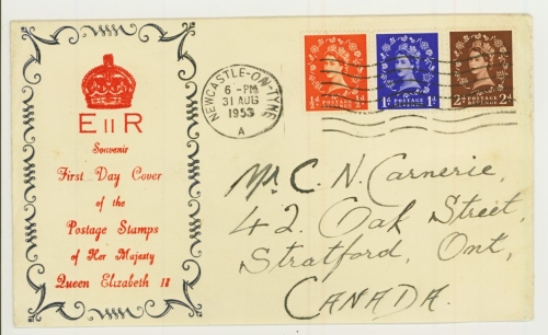 1953 ½d, 1d + 2d  on illustrated FDC 