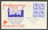 1957 Parliament block of 4 on FDC with London FDI