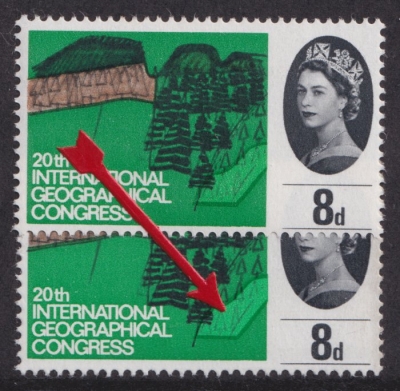 1964 Geographical 8d variety Bright Emerald Lawn SG 653 