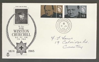 1965 Churchill ord on addressed Stuart cover cancelled by Churchill Oxford CDS