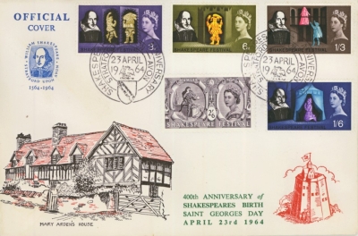 1964 Shakespeare ord on Mary Ardens House Official FDC with 400th Anniv Stratford FDI