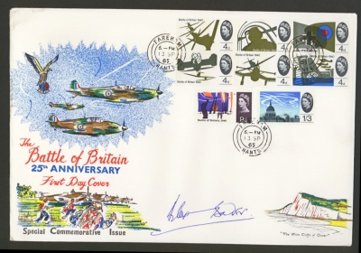 1965 13th Sept Battle of Britain FDC with phosphor bands.Signed Douglas Bader