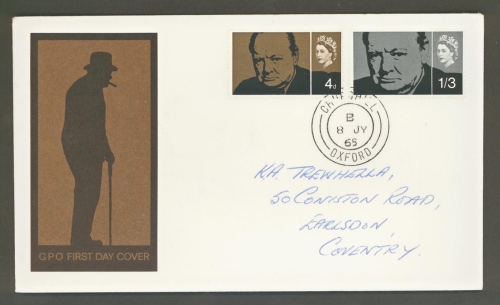 1965 Churchill ord on addressed GPO cover cancelled by Churchill Oxford CDS