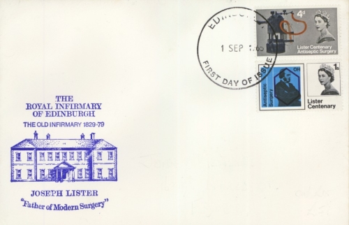 1965 Lister ord set on Official Royal Infirmary Edinburgh cover with Edinburgh FDI. Light pencil adresse