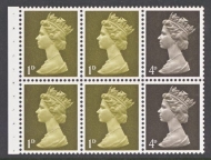 1967 1d x 4 +4d x 2 Booklet pane variety missing phosphor SG 724mey A superb U/M example with excellent perfs.