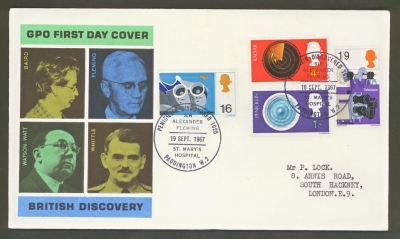 1967 Discoveries on typed GPO cover with Penicillin Paddington FDI