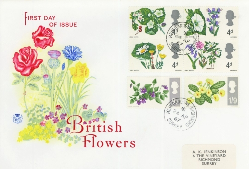 1967 Flowers phos set on Stuart FDC cancelled by Kew Gardens CDS. Cat £150