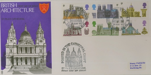 1969 Cathedrals on Trident FDC with Philatex St Pauls FDI