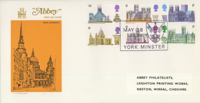 1969 Cathedrals on Abbey cover with York Minster Cathedral FDI