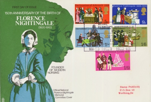 1970 Anniversaries on Official FNC cover cancelled by Florence Nightingale handstamp. Cat £50